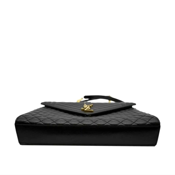 YVES SAINT LAURENT Large Envelope Leather Chain Shoulder Bag Black - Picture 11 of 15